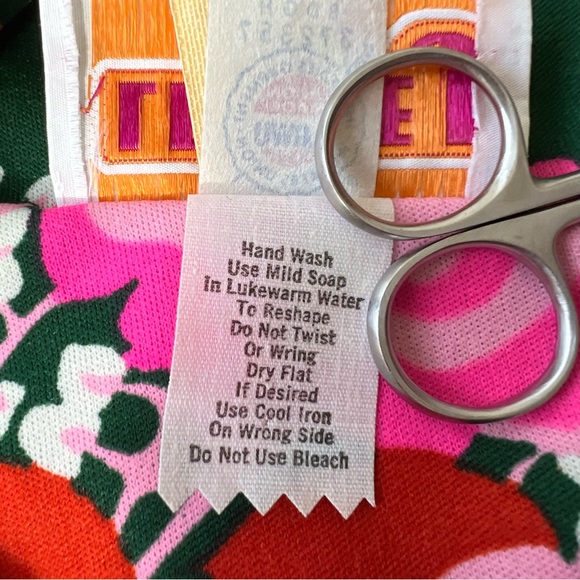 Vintage Leslie J Dress Size 9/10 Green Pink Floral Maxi Modest 70’s Mod Forest - Picture 6 of 10